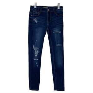 Harper Dark Wash Distressed Destroyed Mid Rise Skinny Jeans Women's Size 27